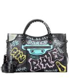 Roger Vivier Classic City Graffiti Leather Tote