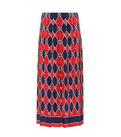 Balenciaga Gucci Rhombus Silk Midi Skirt