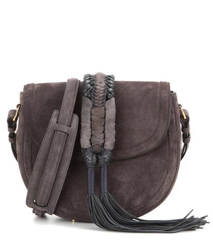 Stella Mccartney Ghianda Knot Saddle Suede Shoulder Bag