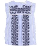 Veronica Beard Cece Embroidered Striped Cotton Top