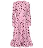 Valentino Heart Print Silk And Wool Dress