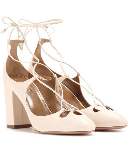 Aquazzura Dancer 85 Lace-up Leather Pumps