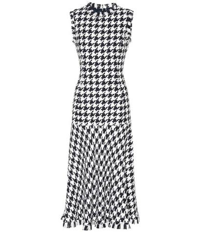 Valentino Wool-blend Houndstooth Midi Dress