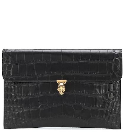 Wandler Skull Croc-effect Leather Clutch
