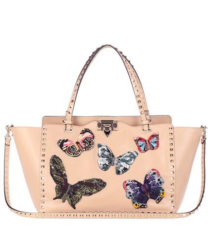 Valentino Valentino Garavani Embellished Leather Shopper