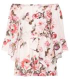 Lpa Off-the-shoulder Printed Linen And Cotton Playsuit