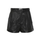 Frame High-rise Pleated Leather Shorts