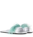 Prada Feather-trimmed Leather Sandals