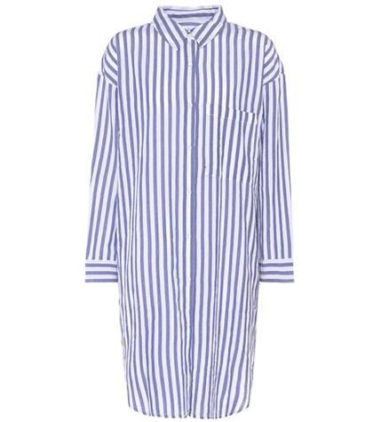Velvet Striped Cotton Shirt Dress