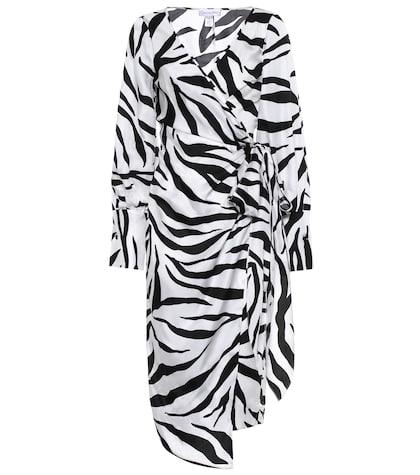 Oscar De La Renta Zebra-print Silk Twill Wrap Dress