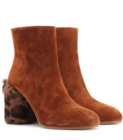 Miu Miu Suede And Fur Ankle Boots