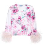 Ganni Exclusive To Mytheresa.com – Feather-trimmed Printed Mohair And Wool Cardigan