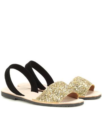 Del Rio London Glitter And Suede Sandals