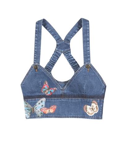 Roland Mouret Denim Cropped Top With Appliqué
