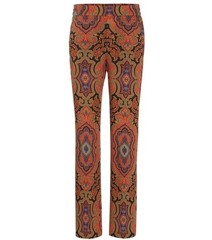 Etro Printed Wool-crêpe Trousers
