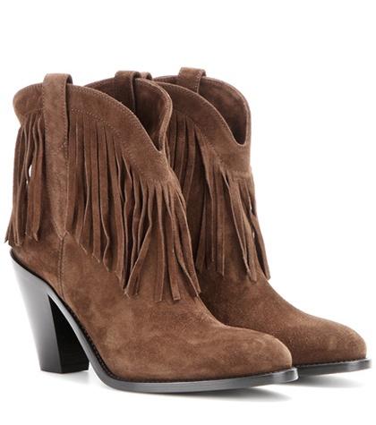 Saint Laurent Curtis 80 Fringed Suede Cowboy Boots