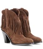 Saint Laurent Curtis 80 Fringed Suede Cowboy Boots