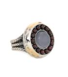 Bottega Veneta Sterling Silver And 24kt Gold Ring With Chalcedony And Garnet