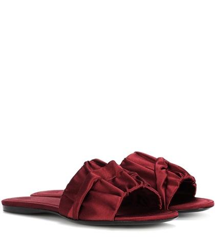 The Row Ellen Ruched Satin Slides