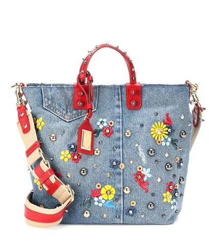 Dolce & Gabbana Beatrice Embellished Denim Shopper