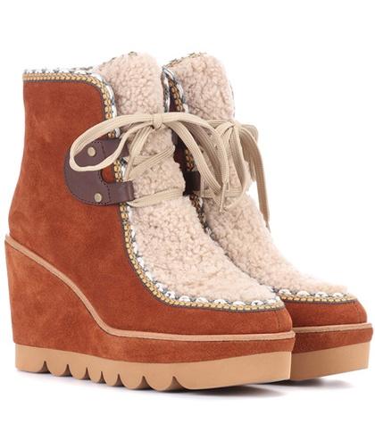 See By Chlo Shearling And Suede Ankle Boots