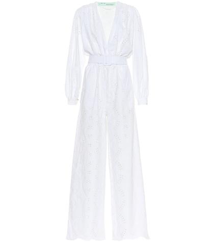 Off-white Embroidered Cotton Jumpsuit