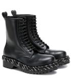 Balenciaga Laces Leather Ankle Boots