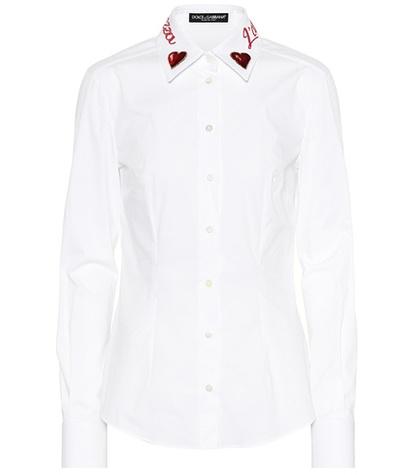 Dolce & Gabbana Embellished Stretch Cotton Shirt