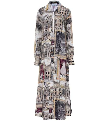 Acne Studios Printed Linen-blend Maxi Dress