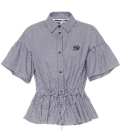 Roger Vivier Gingham Cotton Blouse