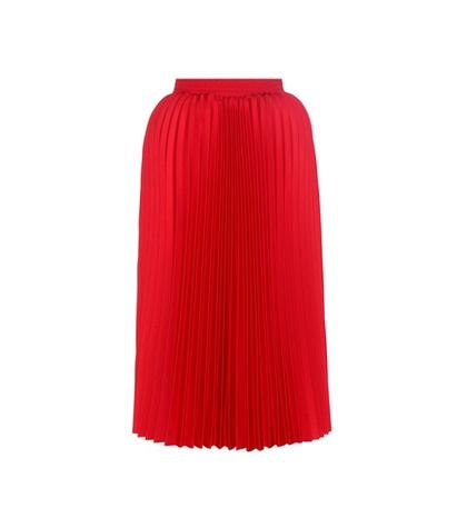 Balenciaga Pleated Twill Midi Skirt