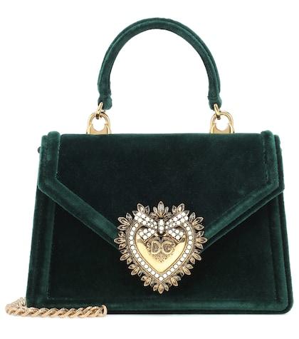 Dolce & Gabbana Small Devotion Velvet Shoulder Bag