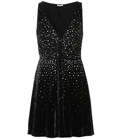 Miu Miu Crystal-embellished Velvet Dress