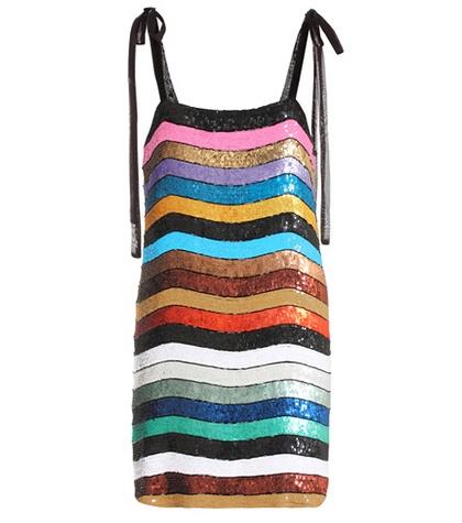 Attico Sabrina Striped Sequinned Dress