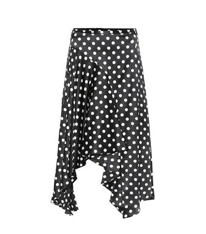 Caroline Constas Flounce Polka-dot Silk Skirt