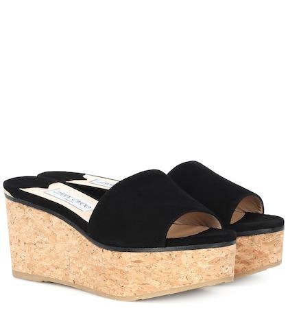 Jimmy Choo Deedee 80 Suede Wedge Sandals
