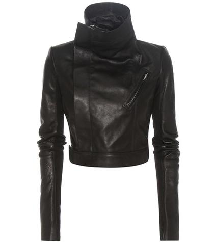 Rick Owens Cropped Leather Biker Jacket