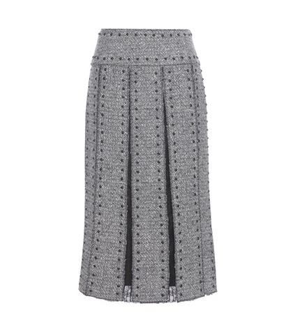 Valentino Embellished Wool And Lace Skirt