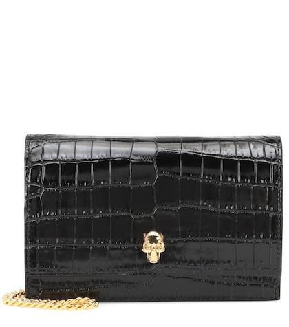 Alexander Mcqueen Skull Mini Croc-effect Shoulder Bag