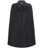 Miu Miu Virgin Wool Cape With Lace Appliqué