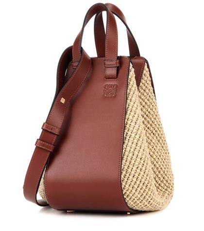 Loewe Hammock Small Raffia And Leather Tote