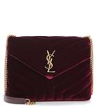 Saint Laurent Loulou Monogram Small Velvet Shoulder Bag