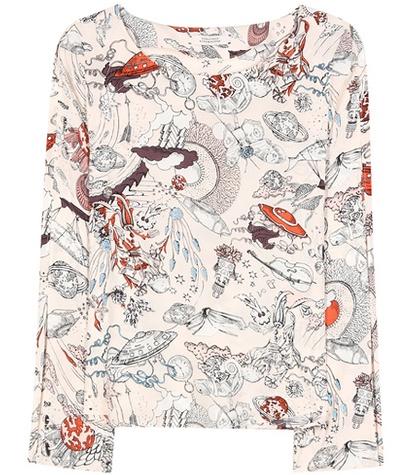 Miu Miu Fantastic Journey Printed Silk-blend Top