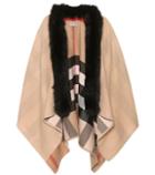 Burberry Fur-trimmed Wool Cape
