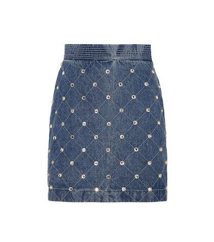 Versace Embellished Denim Skirt