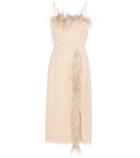 Prada Feather-embellished Silk Dress