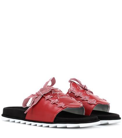 Roger Vivier Slidy Viv Etiquette Leather Slides