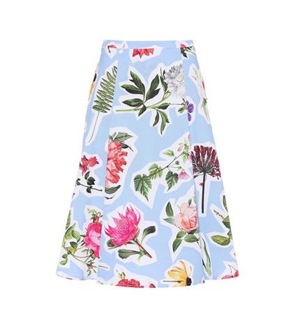 Carolina Herrera Floral Cotton-blend Skirt