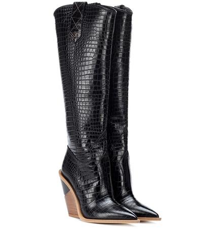 Prada Embossed Leather Cowboy Boots