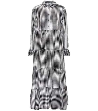 Ganni Gingham Crêpe Midi Dress